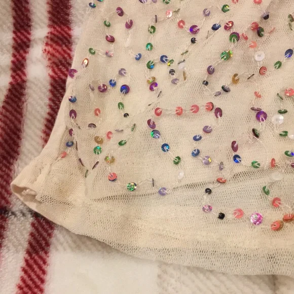 Gorgeous Rainbow Sequin Top Holiday Dazzler H&M Size XS NWT raw edge sleeves - Picture 12 of 16